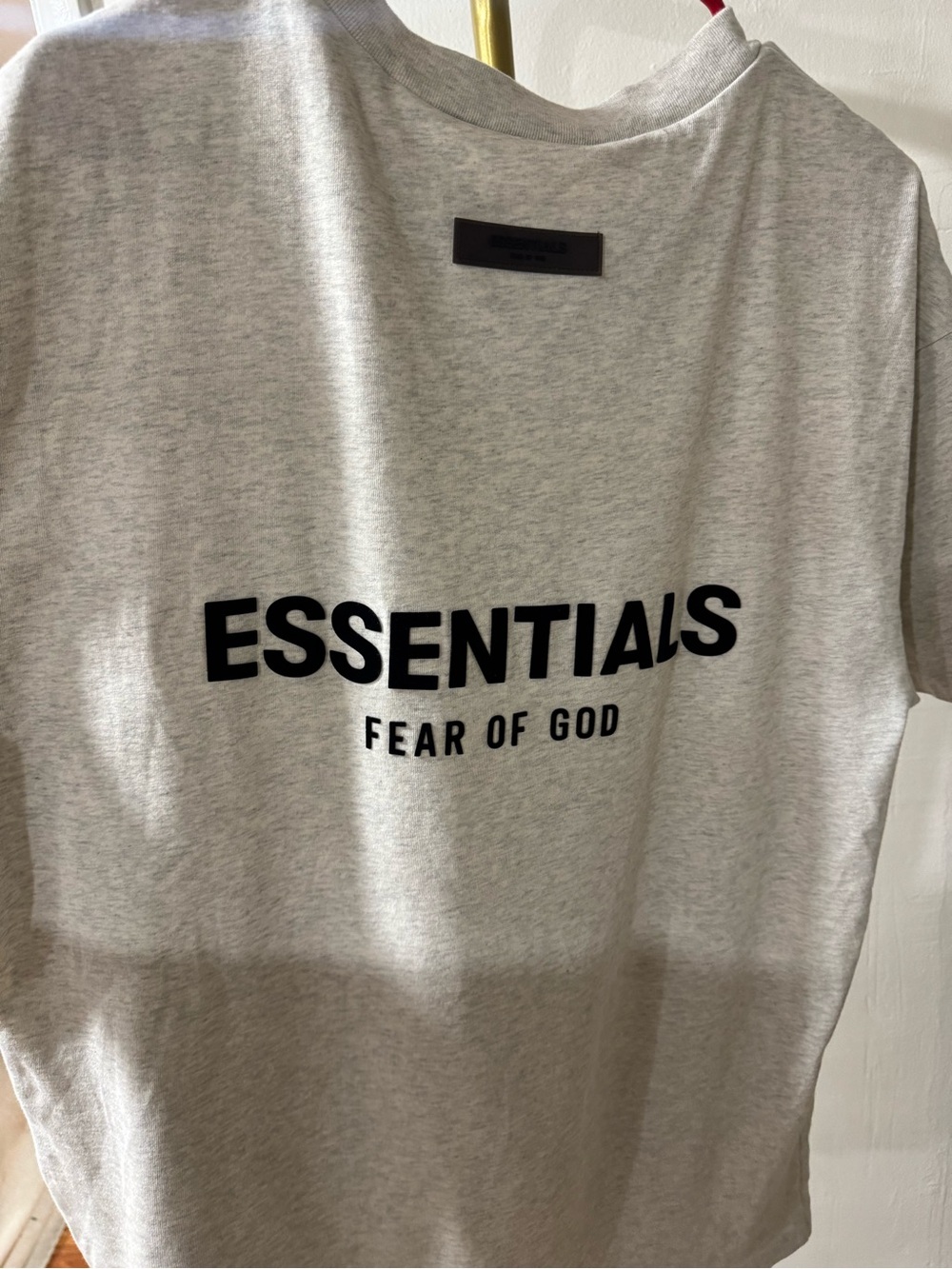 Essentials Fear of God Short Sleeve Tee in Light Gray with Black Logo